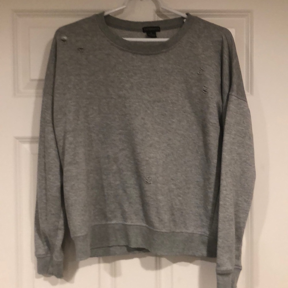 Gray distressed women’s sweatshirt